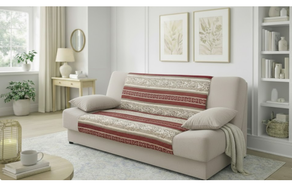 Wersalka Jaś żakard beż na sprężynach z funkcją spania i pojemnikiem